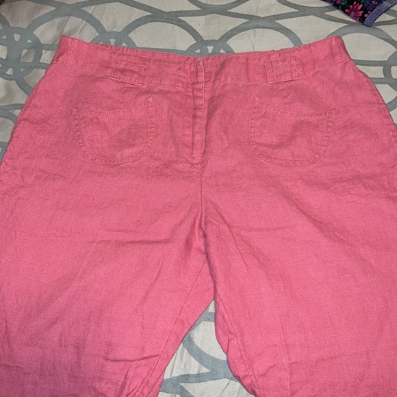 J. Jill Pants - J. Jill 100% Linen Capri Pants Women 12P Pastel Pink Elastic Waist Pockets